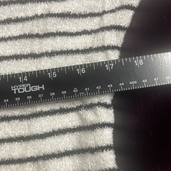 Hem & Thread white with black stripes sweater V front & back neck, SUPER SOFT - Picture 4 of 7